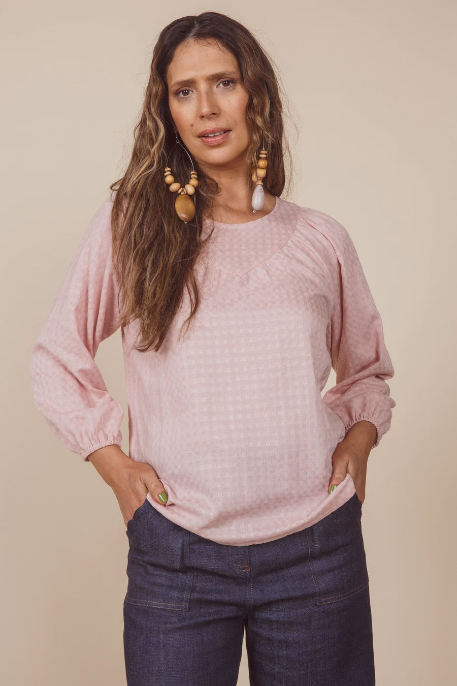Dalston Sophie Top - Blush Check
