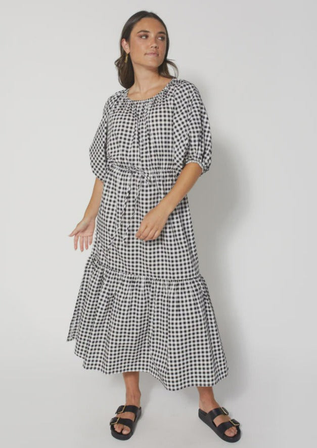DEAR SUTTON ANNABELLE DRESS BLACK WHITE CHECK