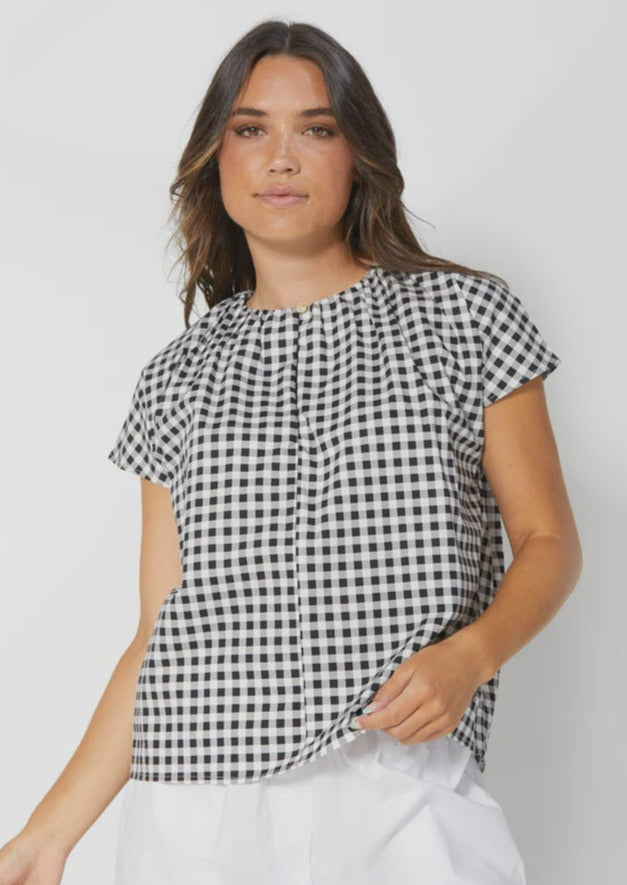 dear Sutton Martina Top - Black/White Gingham Media 1 of 1