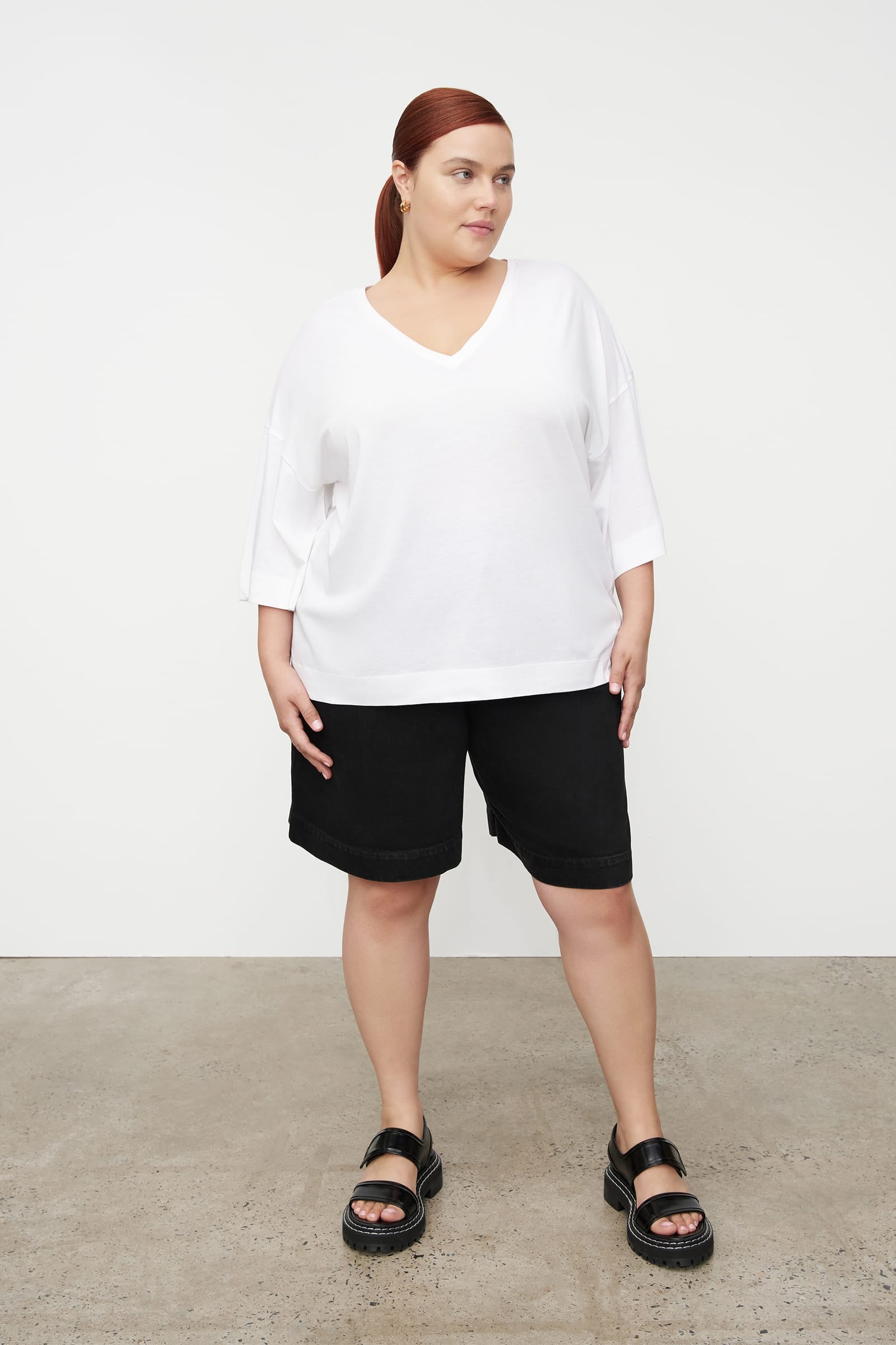 Kowtow Oversized V Neck Top - White