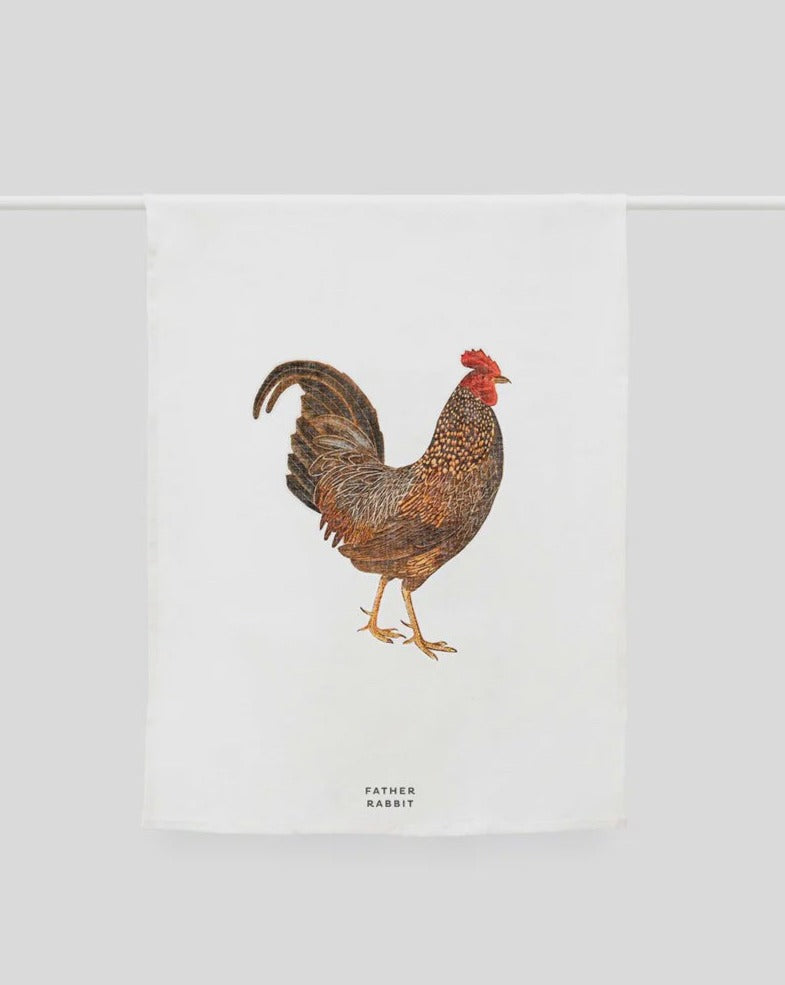 Father Rabbit Tea Towel - Rooster