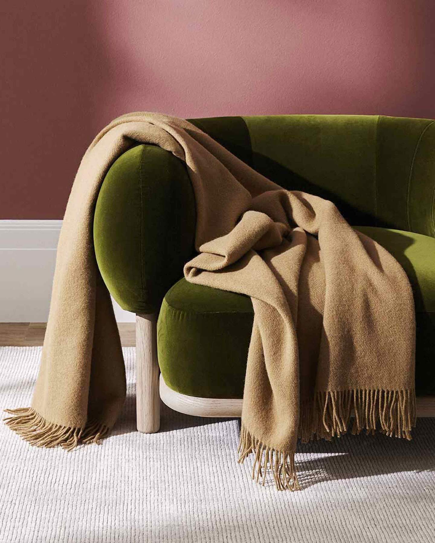 Weave Nevis Wool Throw Blanket  - Camel