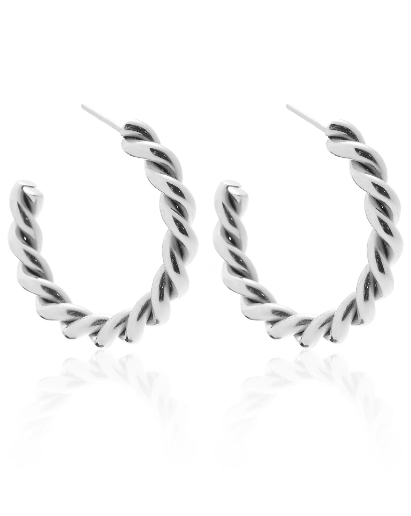 Silk & Steel Rosa Hoops - Silver