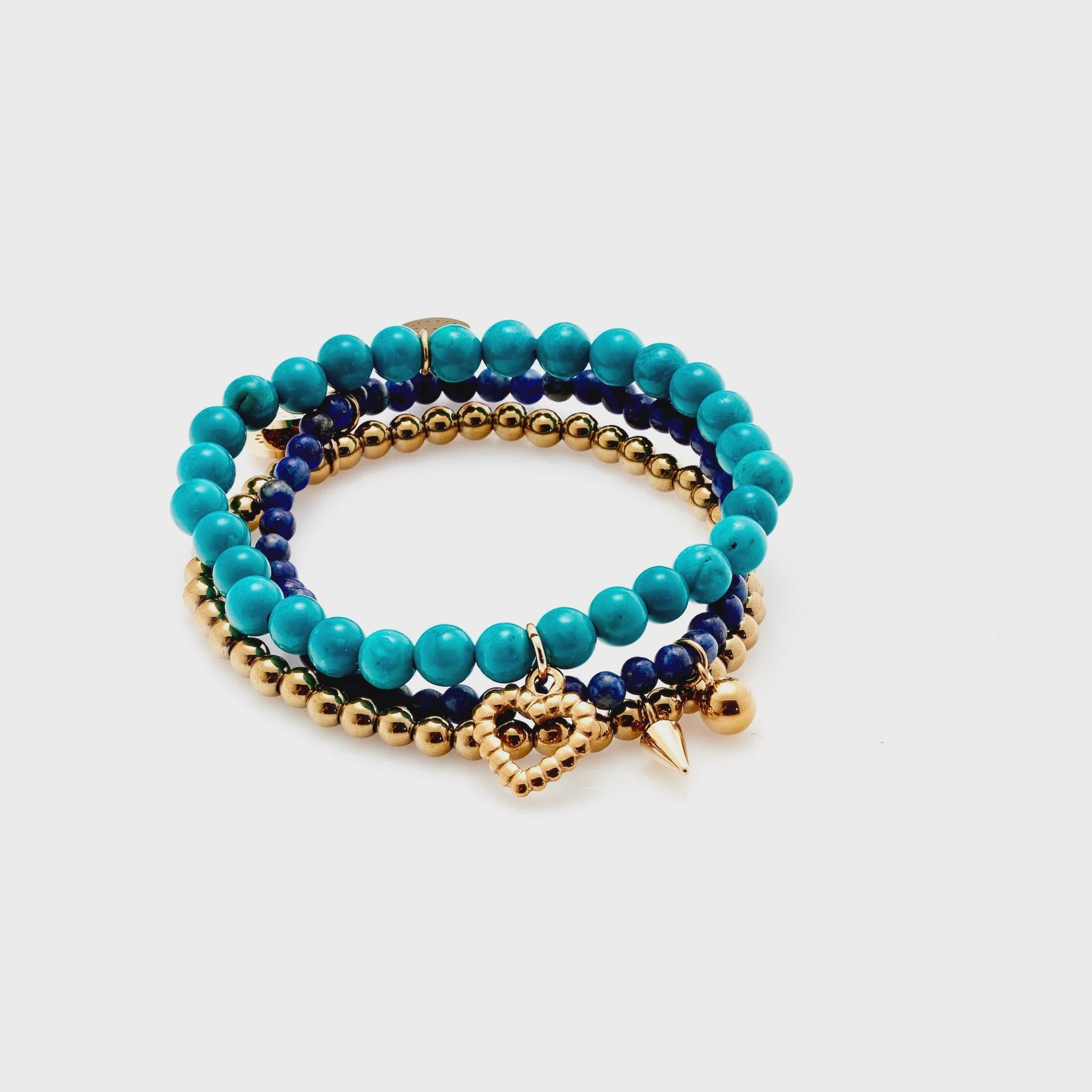Silk & Steel Riviera Bracelet Stack - Blue