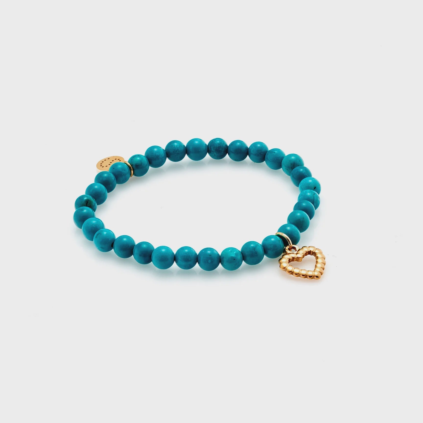Silk & Steel Heart Charm Bracelet - Turquoise/Gold