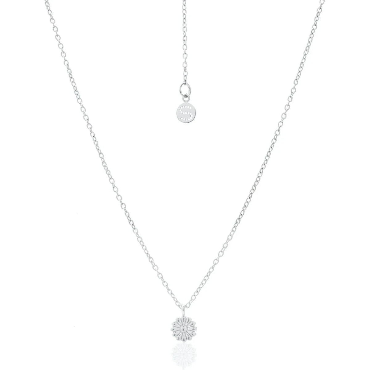 Silk &amp; Steel Superfine Daisy Necklace - Silver