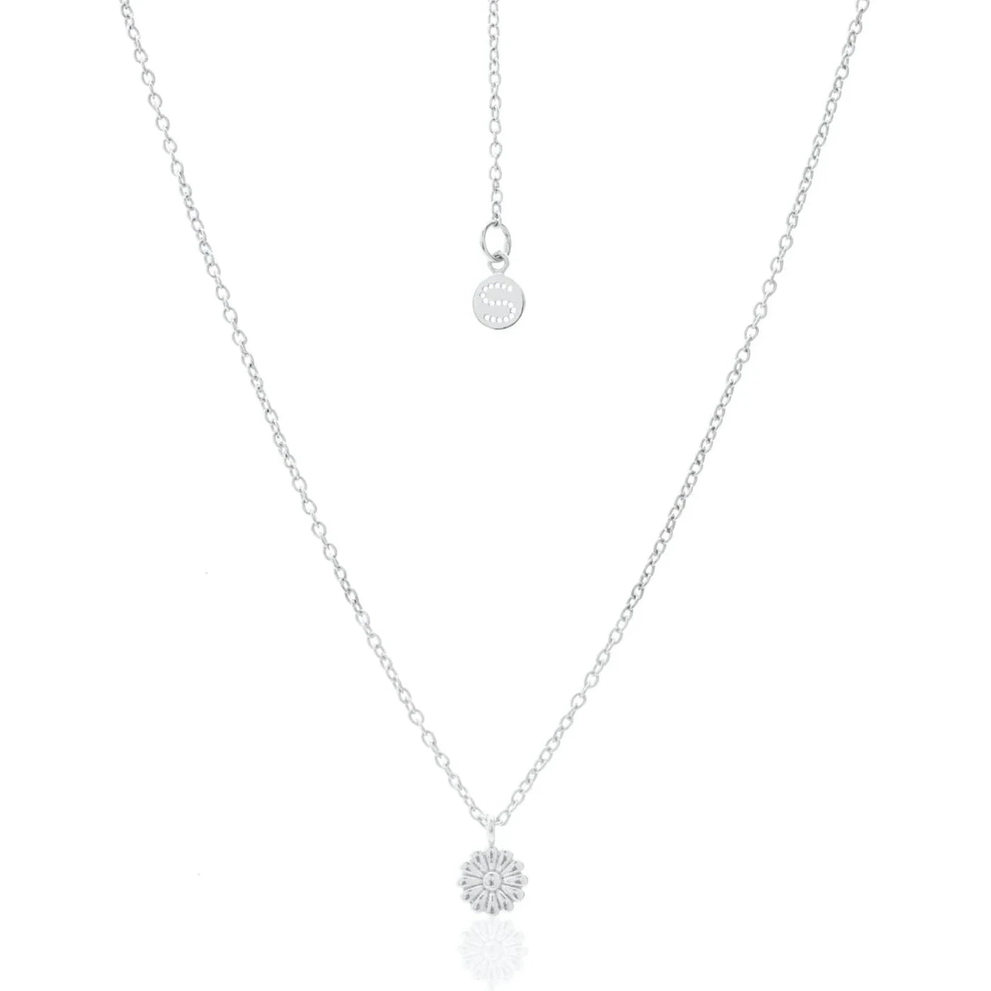 Silk & Steel Superfine Daisy Necklace - Silver