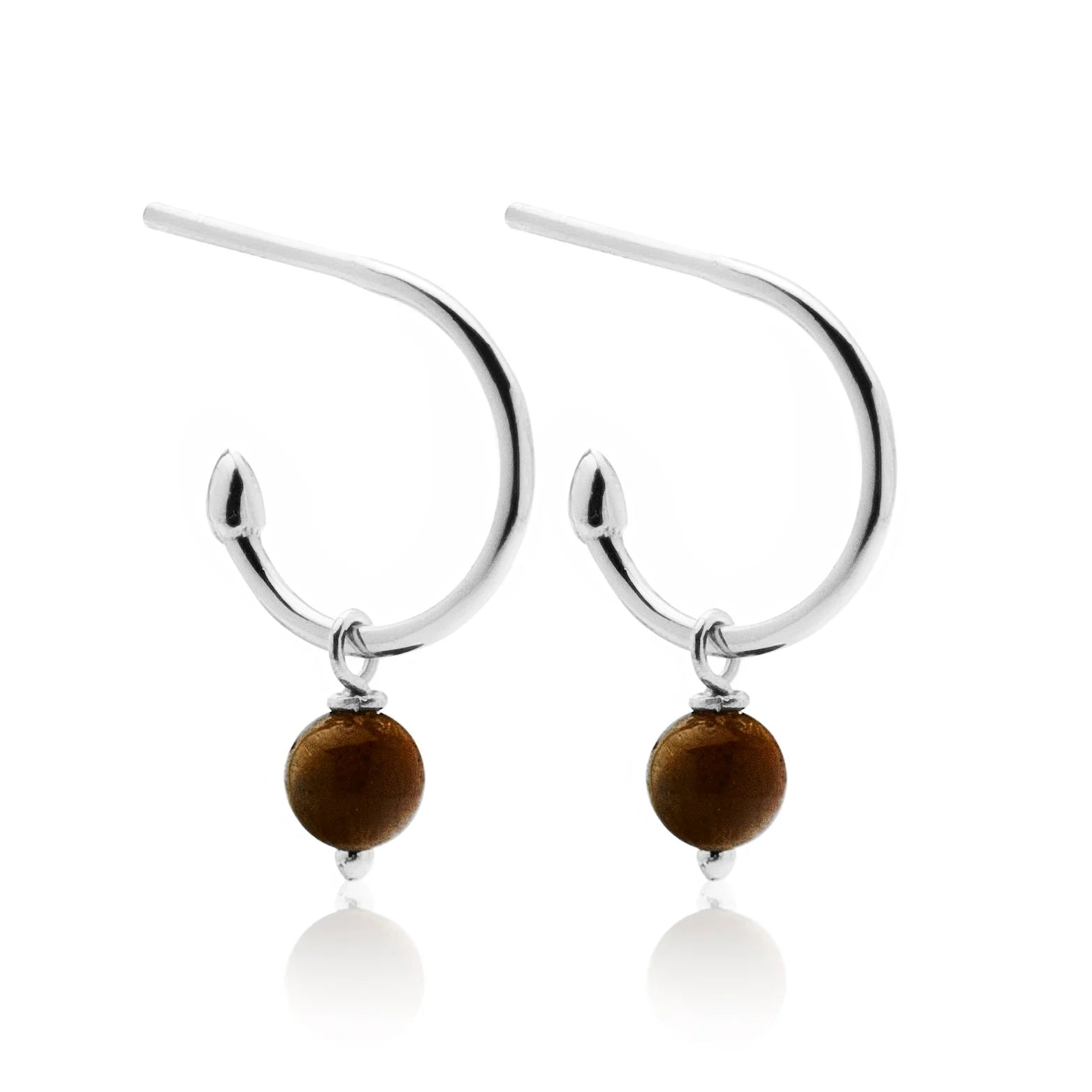 Silk & Steel Superfine Mini Tigers Eye Hoops - Silver