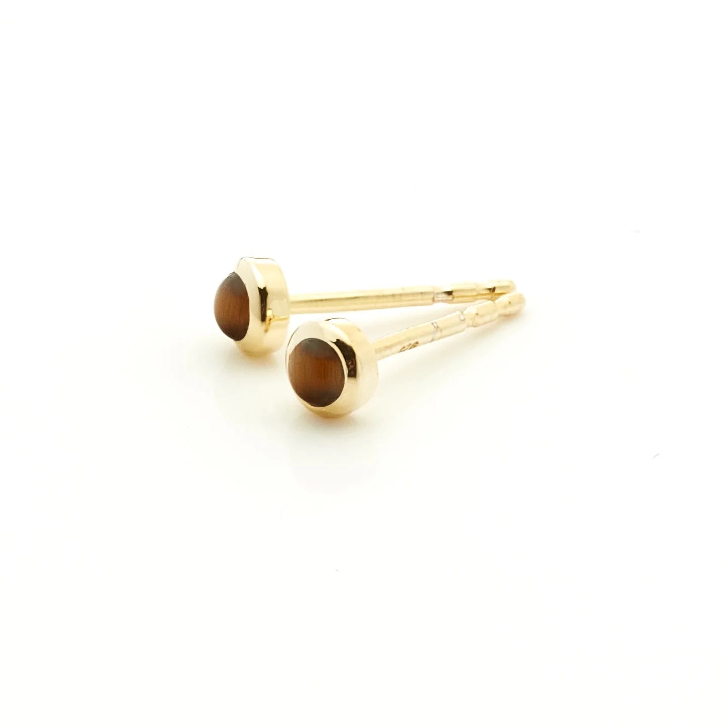 Silk & Steel Superfine Mini Tigers Eye Studs - Gold