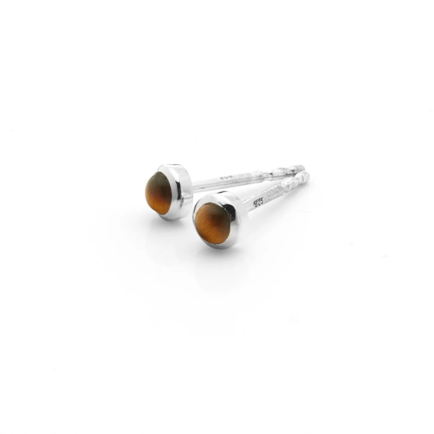 Silk & Steel Superfine Mini Tigers Eye Studs - Silver