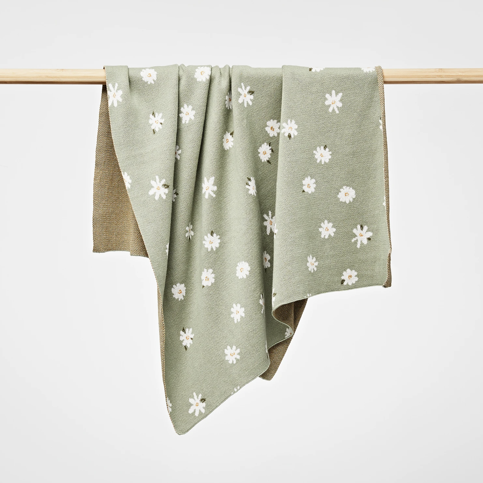 Over The Dandelions Daisy Organic Blanket - Thyme