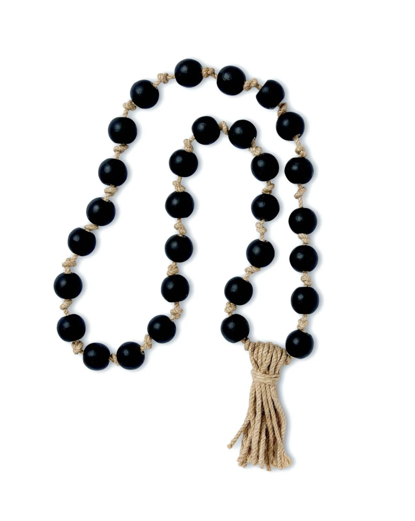 Madras Maya Black Beads with Jute Tassel