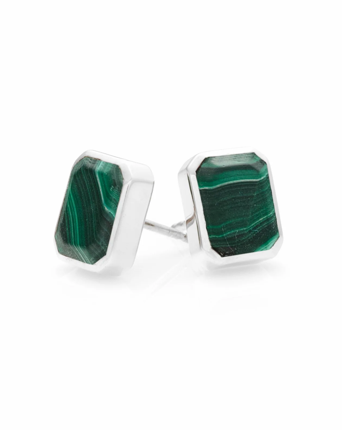 Silk & Steel Athena Studs - Green Malachite/Silver