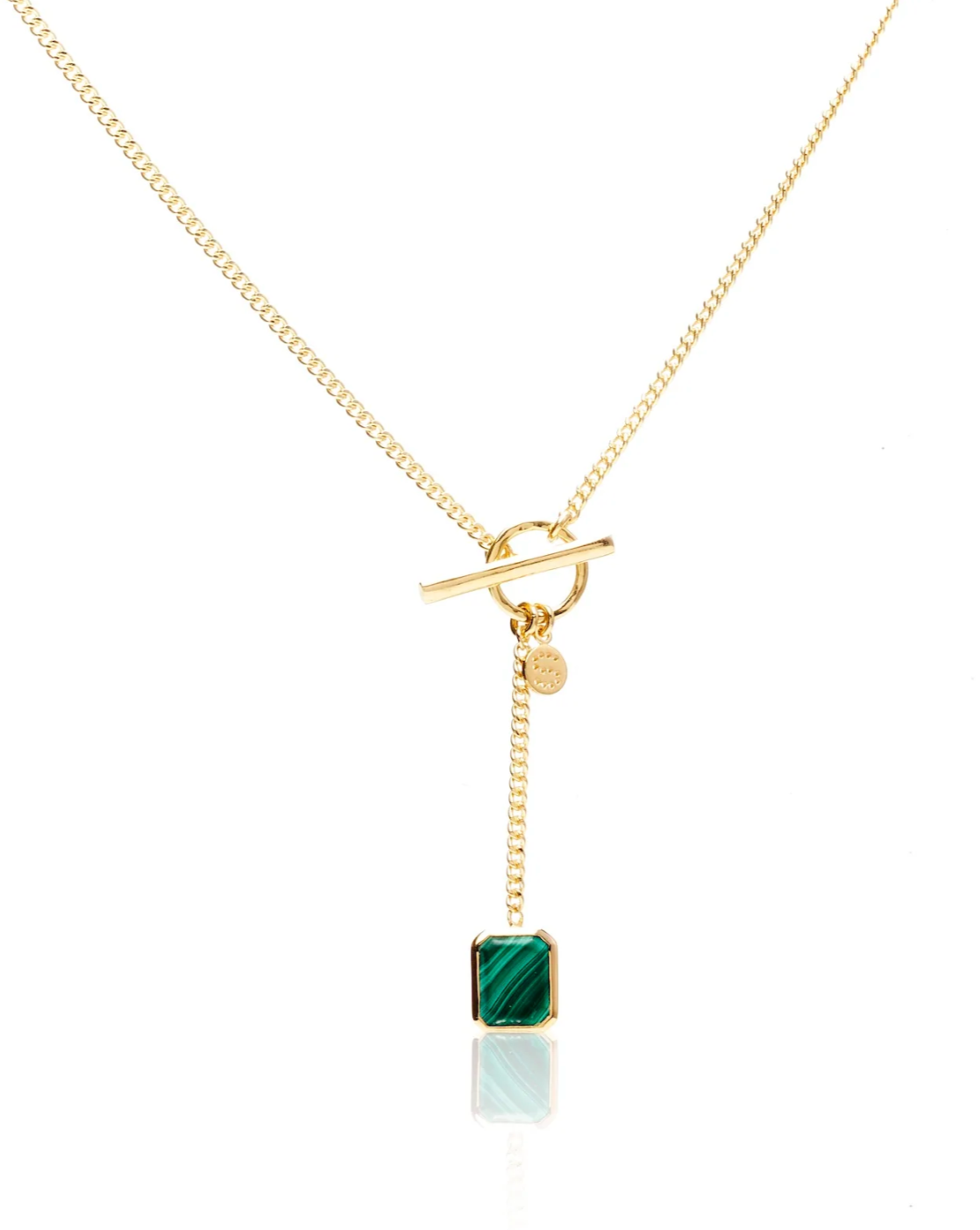 Silk & Steel Athena Necklace - Green Malachite/Gold