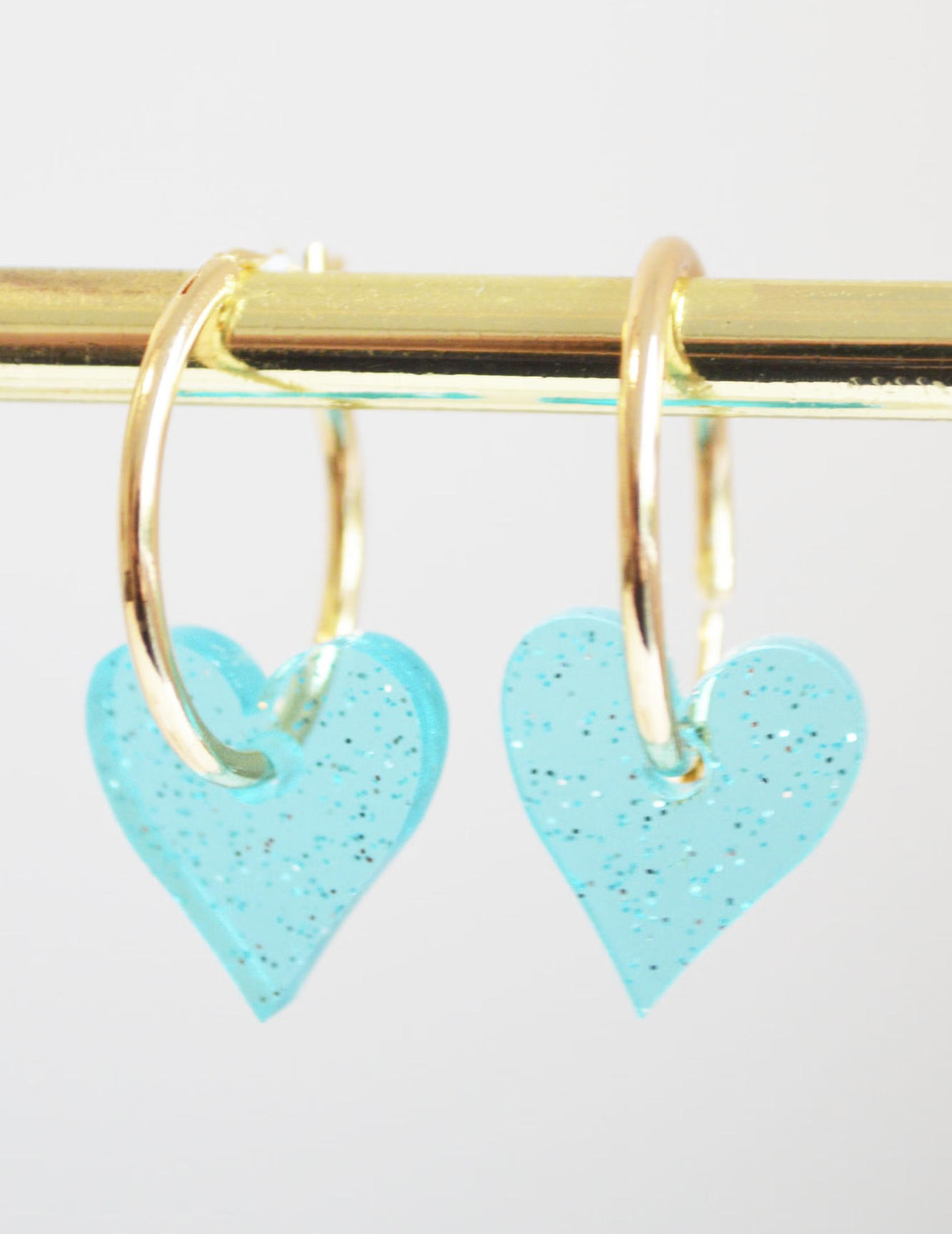 Hagen & Co Mini Heart Earrings- Aqua Sparkle