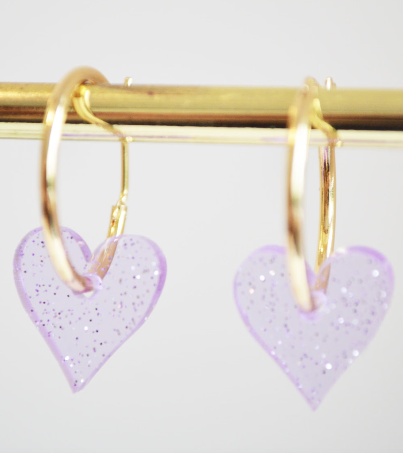 Hagen & Co Mini Heart Earrings - Lilac Sparkle