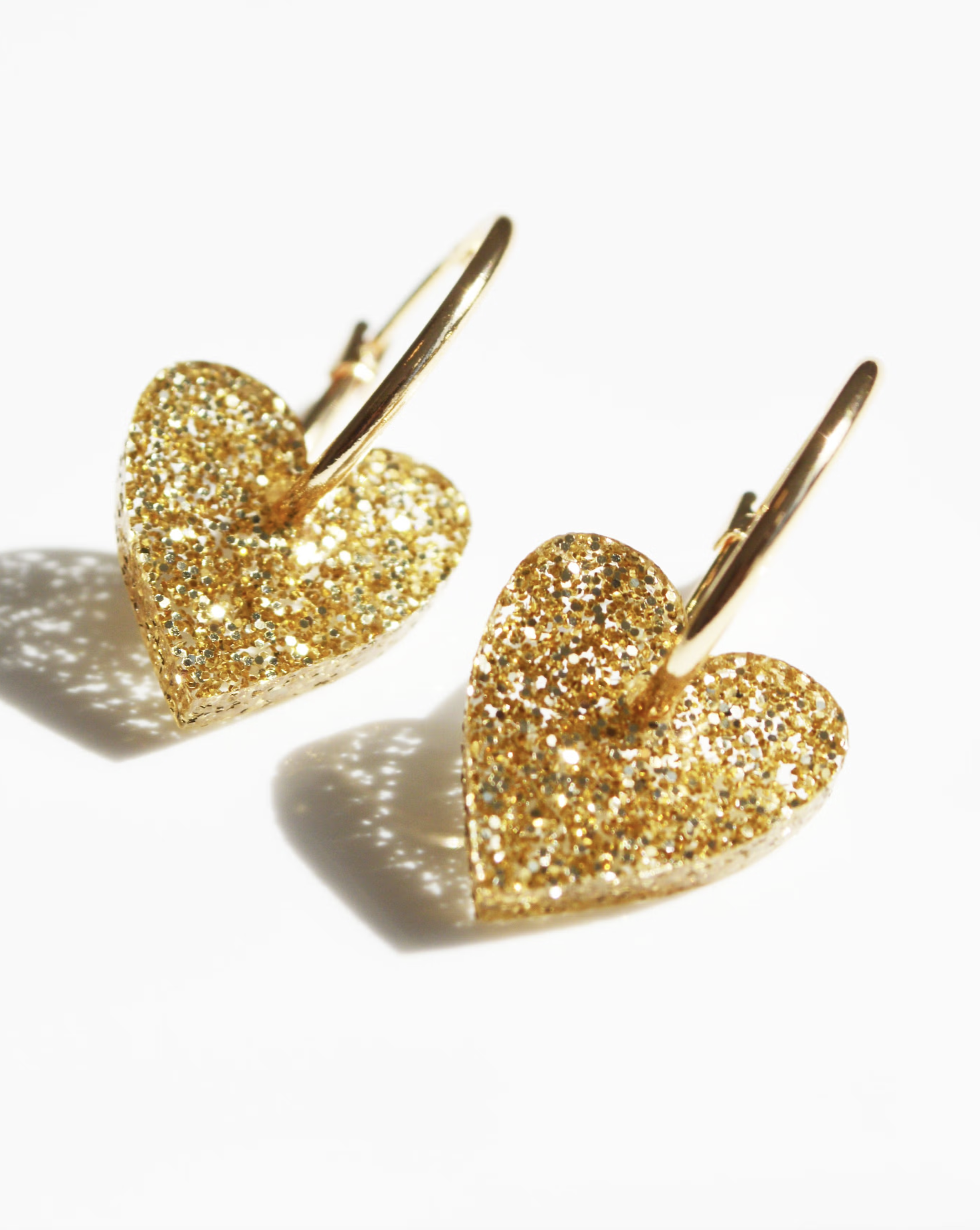 Hagen & Co Mini Heart Earrings - Gold Glitter