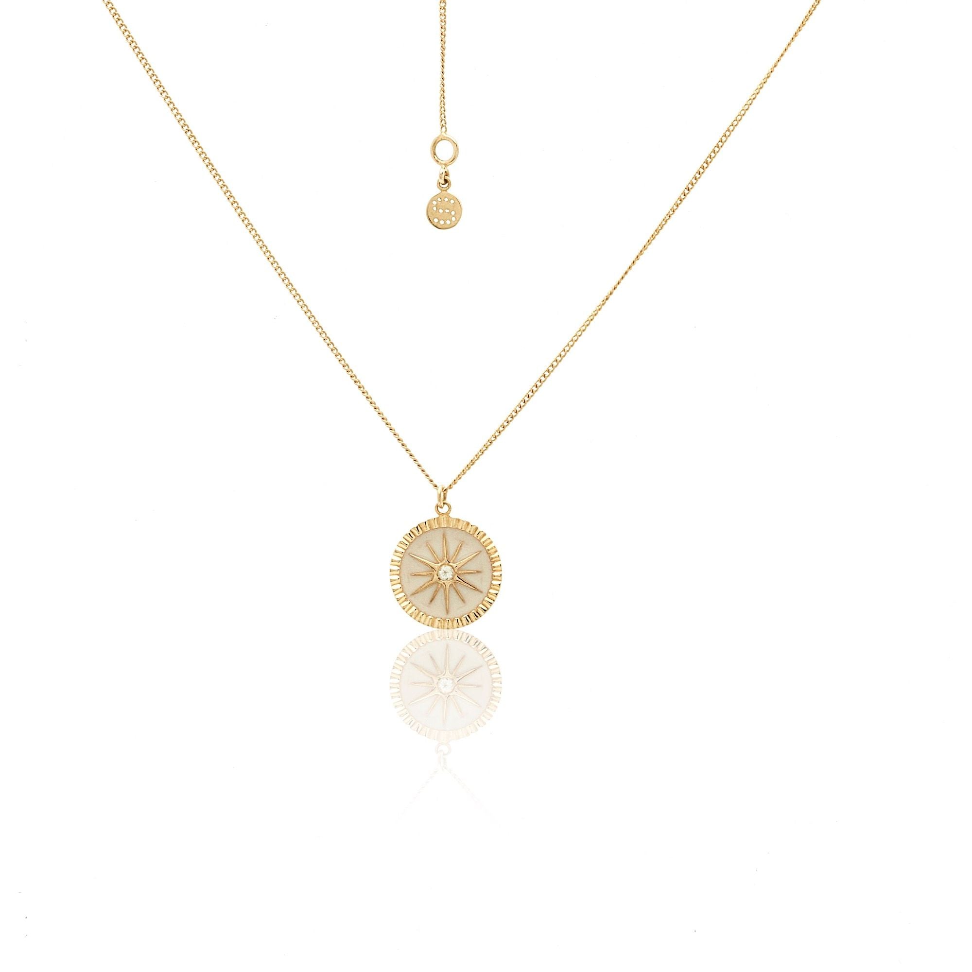 Silk & Steel Guiding Star Necklace - White Enamel/Gold