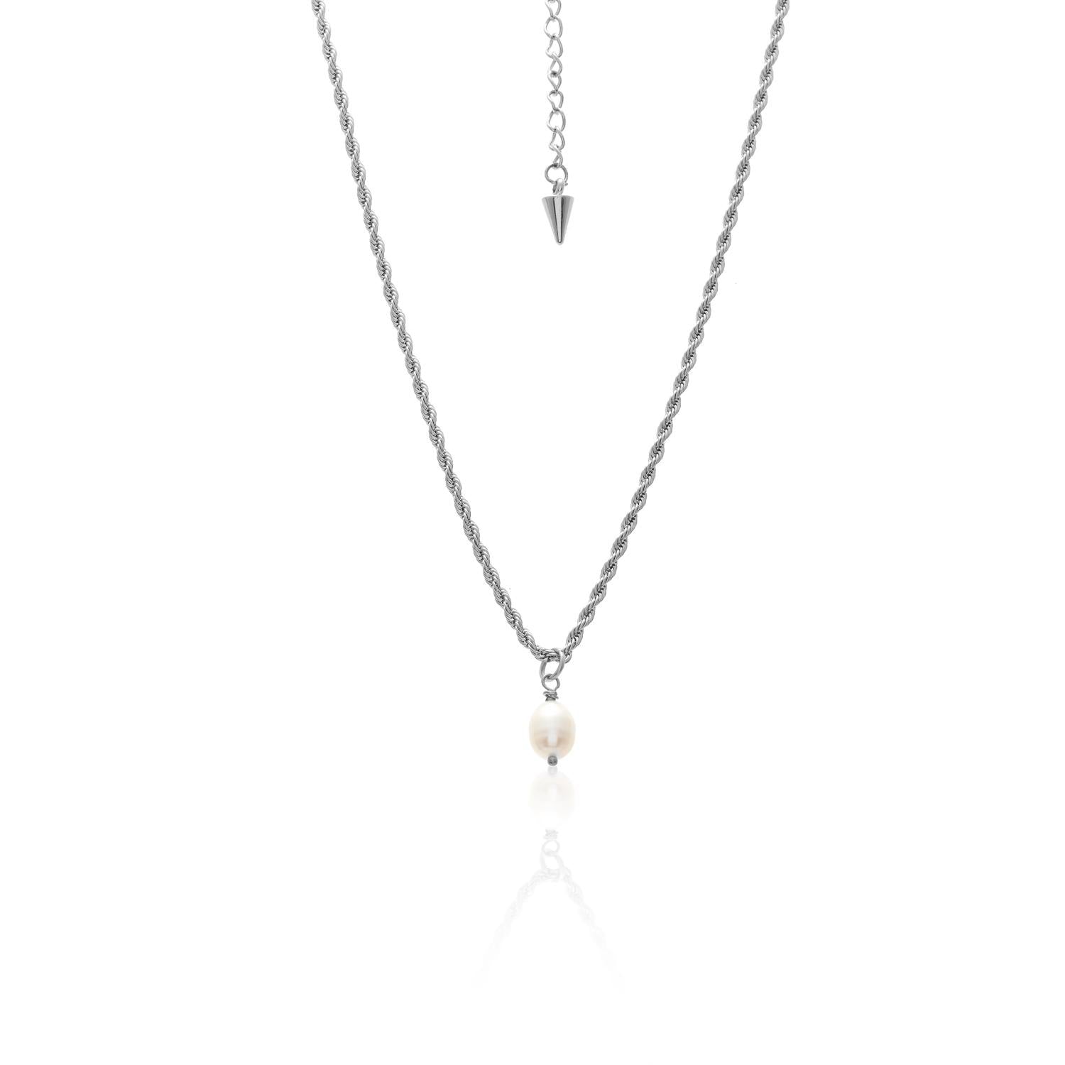 Silk & Steel Tresor Necklace - Pearl/Silver