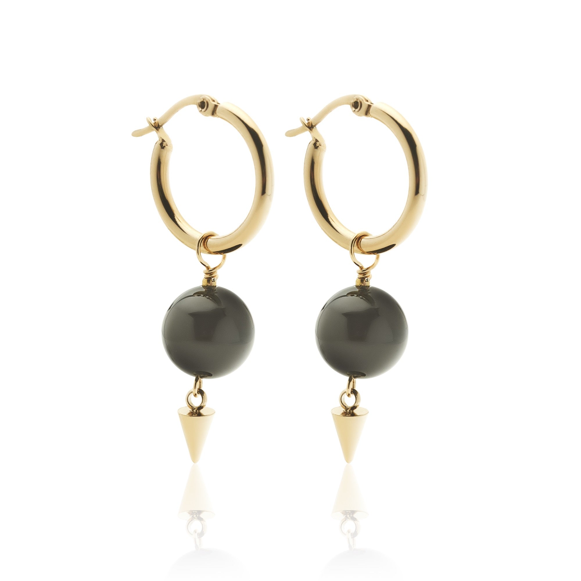 Silk & Steel Aurora Earrings -Black Onyx/Gold