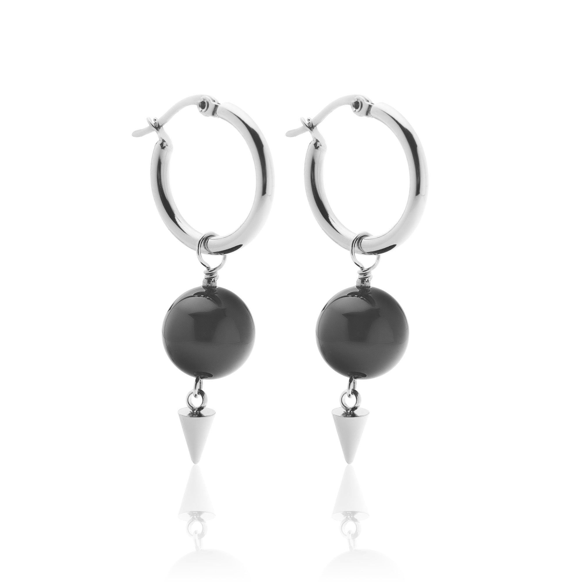 Silk & Steel Aurora Earrings - Black Onyx/Silver