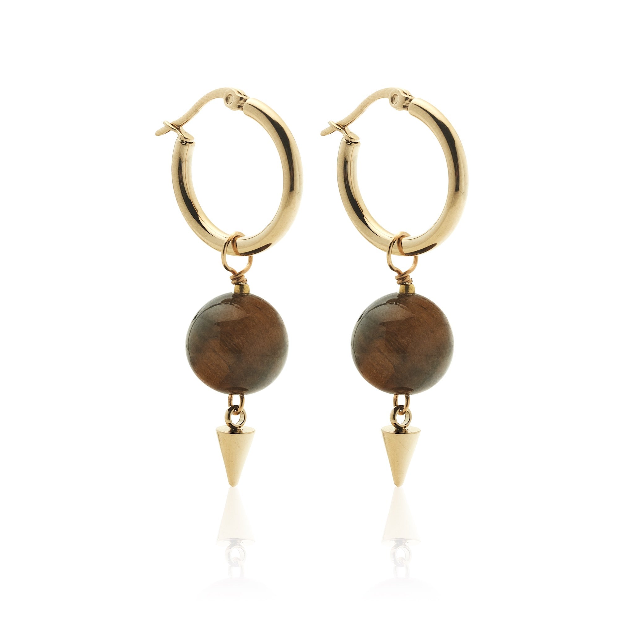 Silk & Steel Aurora Earrings - Tigers Eye/Gold