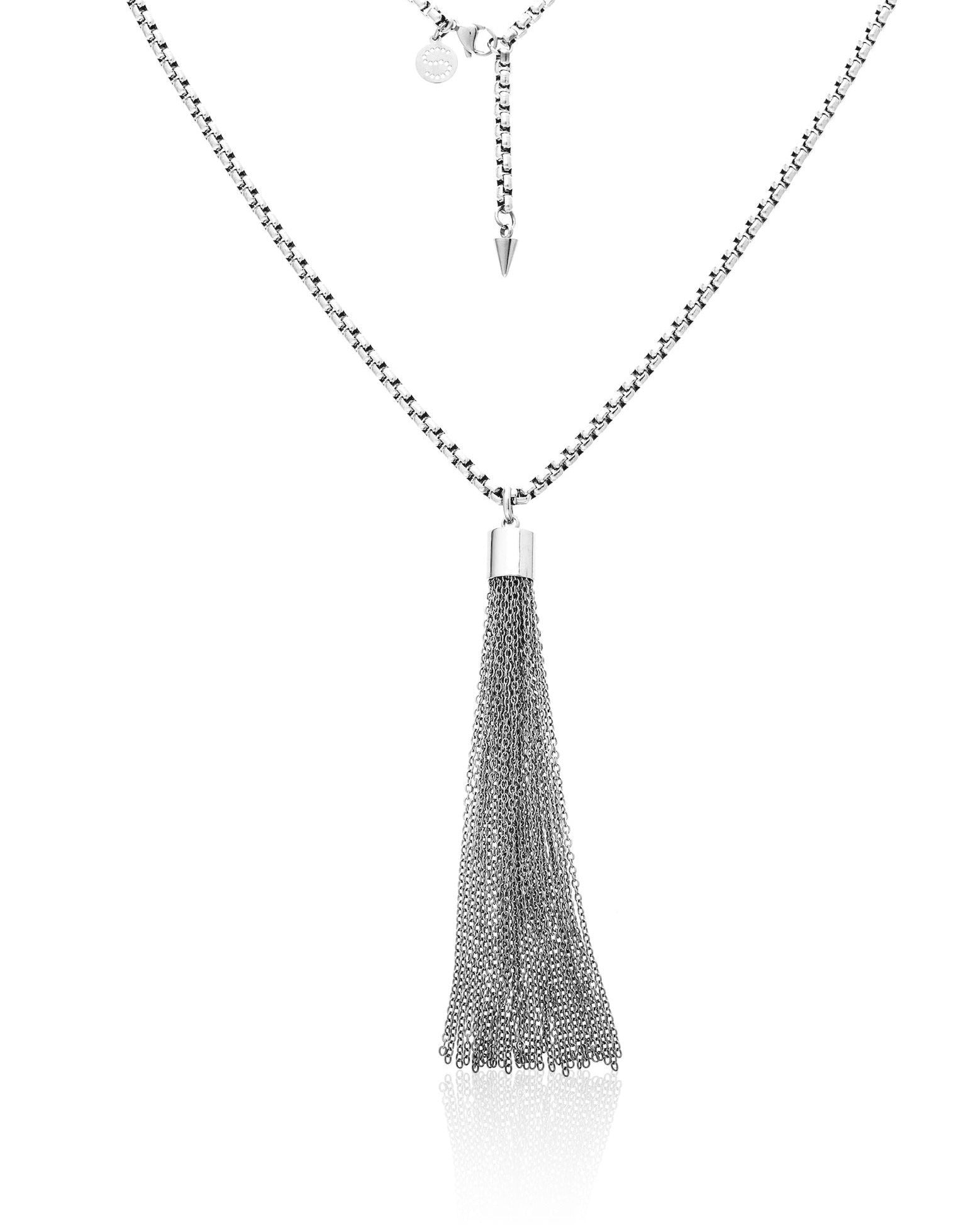 Silk & Steel Manhattan Tassel Necklace - Silver