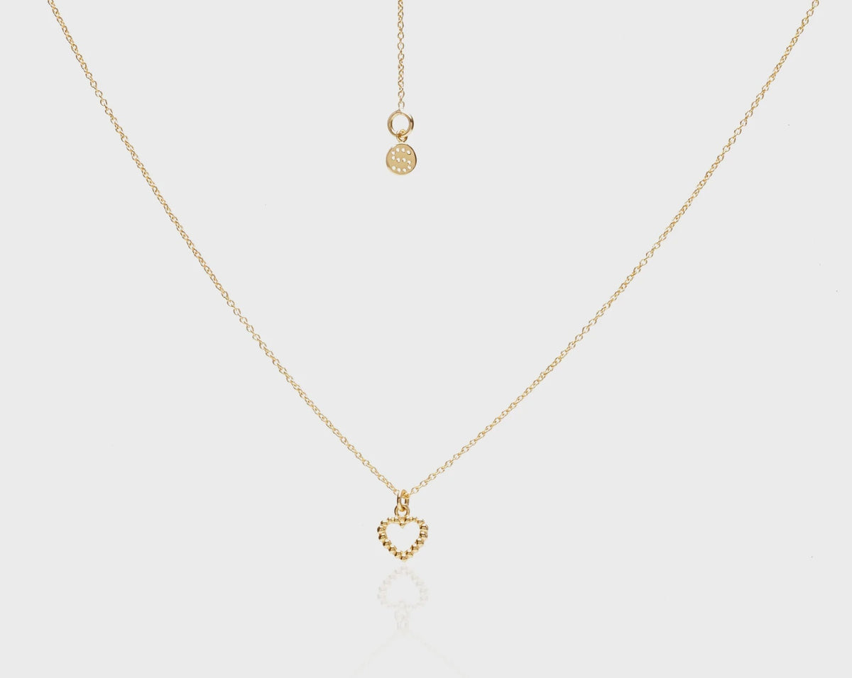 Silk &amp; Steel  Superfine Mini Cutout Heart Necklace - Gold