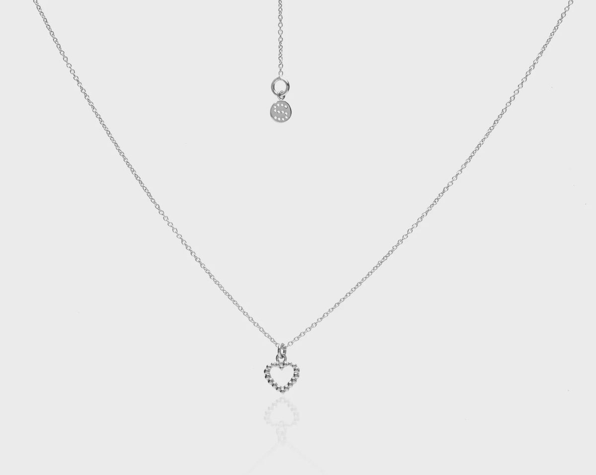 Silk &amp; Steel Superfine Mini Cutout Heart Necklace - Silver