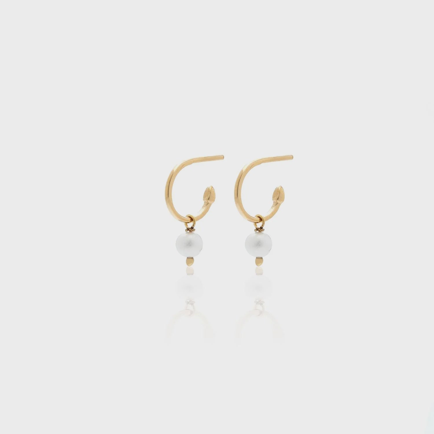 Silk & Steel Superfine Mini Pearl Hoops - Gold