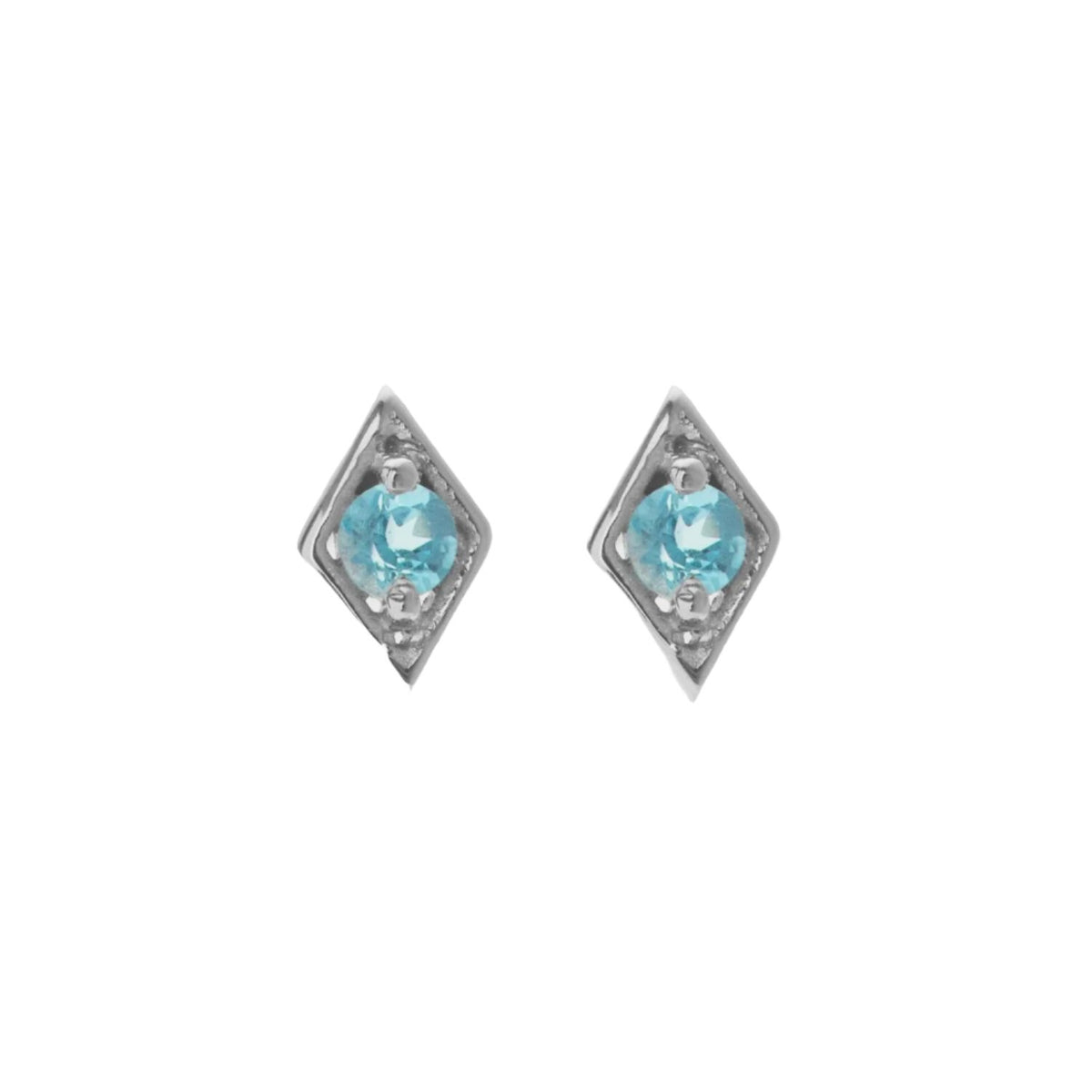 Silk &amp; Steel Superfine Keepsake Stud - Blue Topaz/Silver