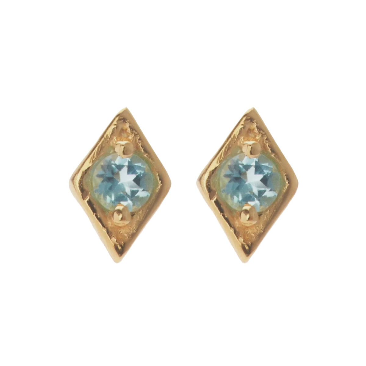 Silk &amp; Steel Superfine Keepsake Stud - Blue Topaz/Gold