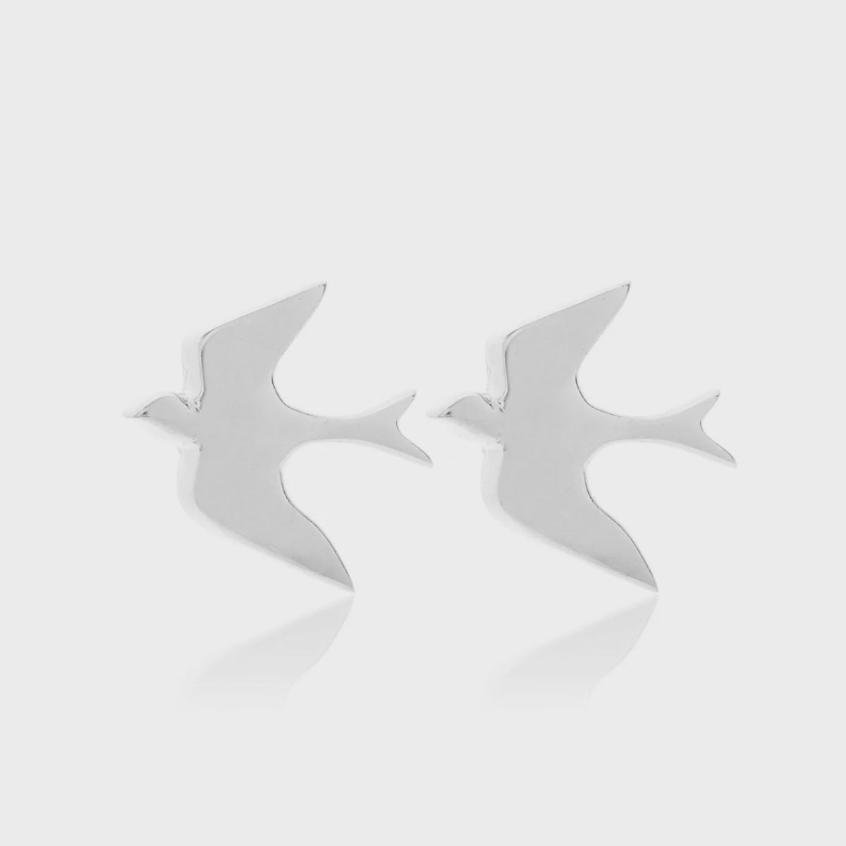 Silk &amp; Steel Superfine Swallow Studs - Silver