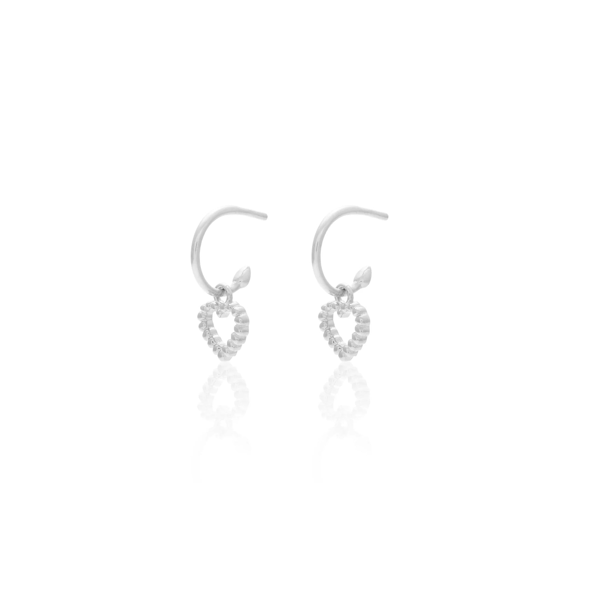 Silk & Steel Superfine Cutout Heart Hoops - Silver