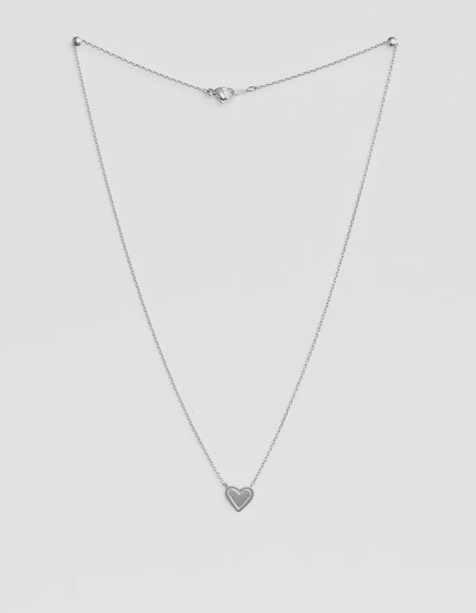 Stella and Gemma Small Heart Necklace - Silver