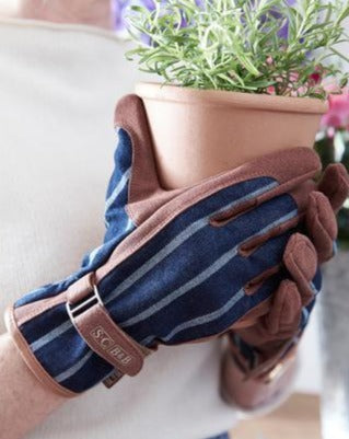 Sophie Conran Striped Gardening Gloves - Navy