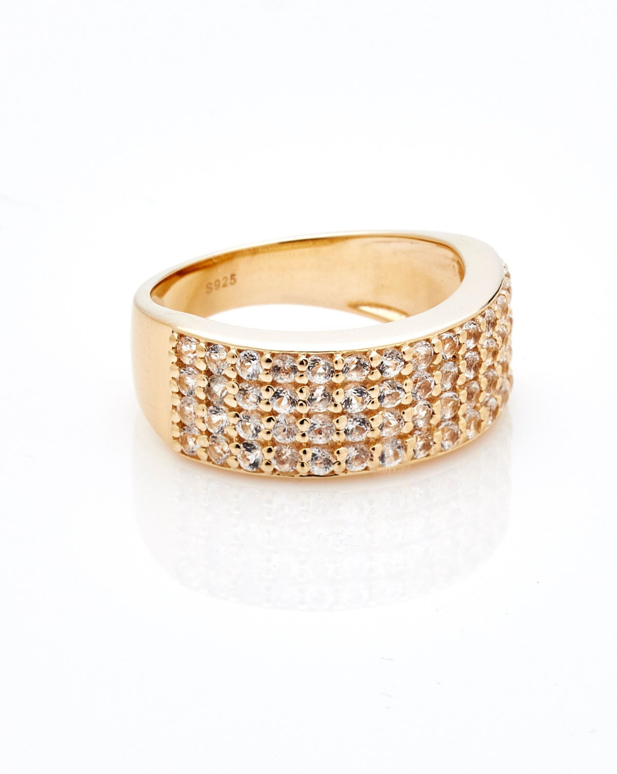 Silk &amp; Steel Luminosa Ring - White Topaz / Gold