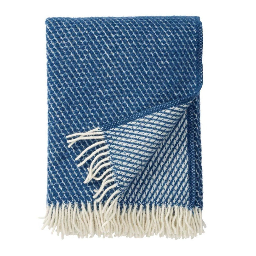Klippan Velvet Lattice Wool Blanket - Petrol Blue, throw, lambswool