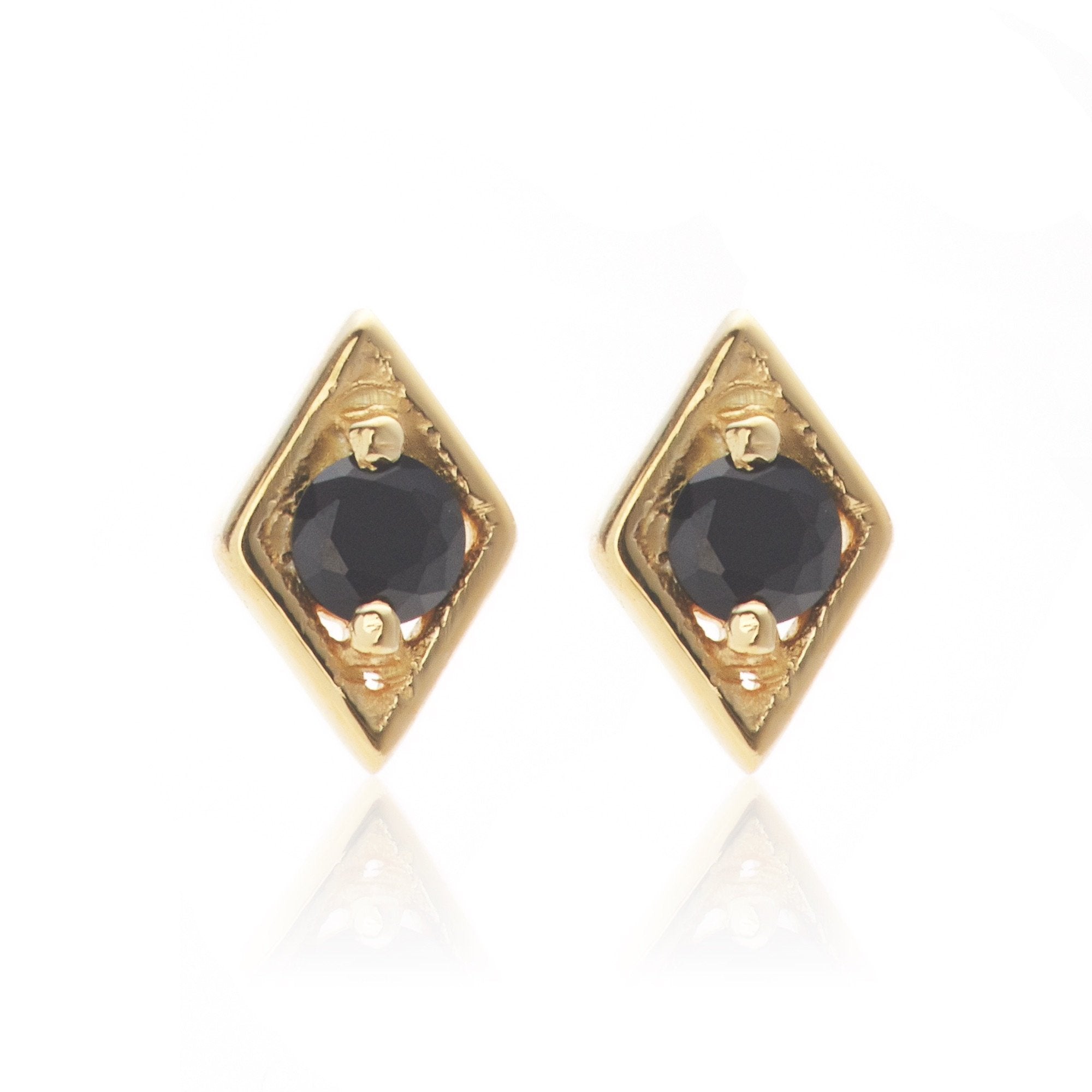 Silk & Steel Superfine Keepsake Stud - Black Spinel/Gold