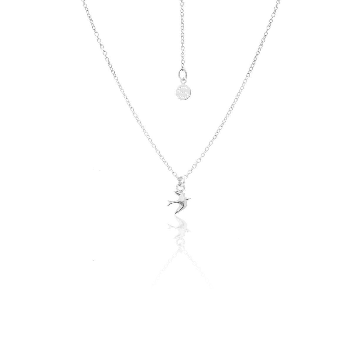 Silk &amp; Steel Superfine Swallow Necklace - Silver