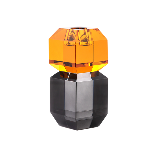 Hubsch Crystal Candlestick - Amber/Smoke
