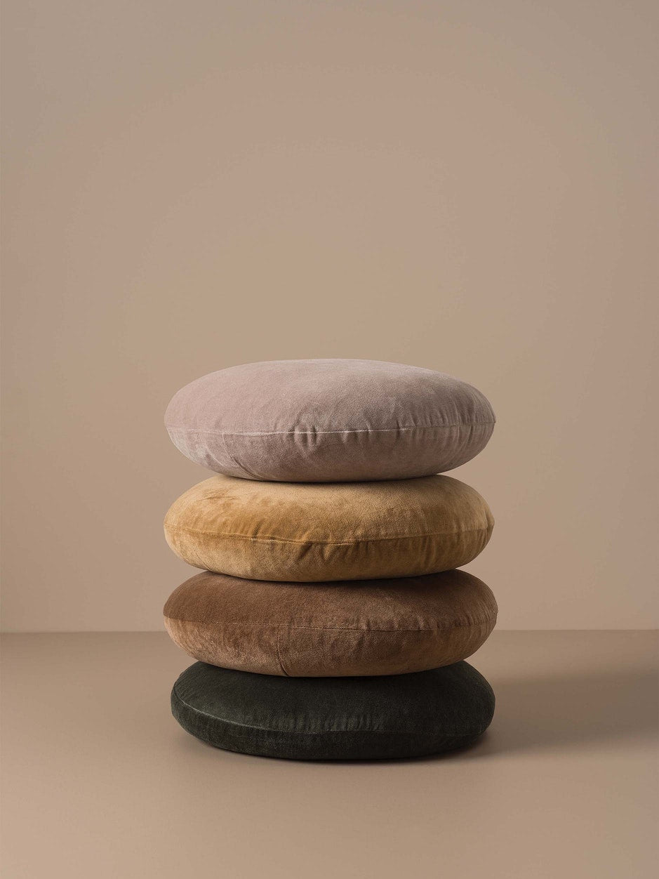 Citta Velvet Round Cushion 45cm - Nori