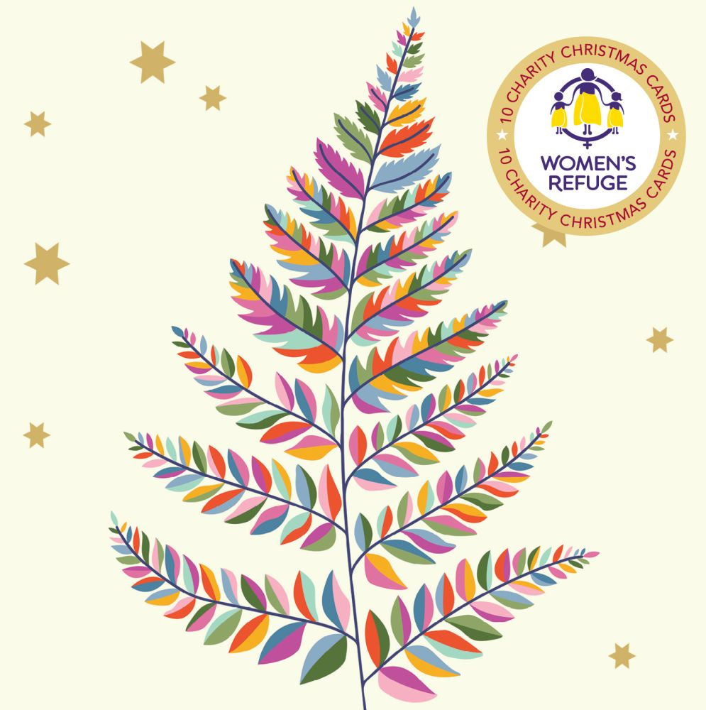 Women's Refuge Christmas Card 10 Pack - Colourful Tree