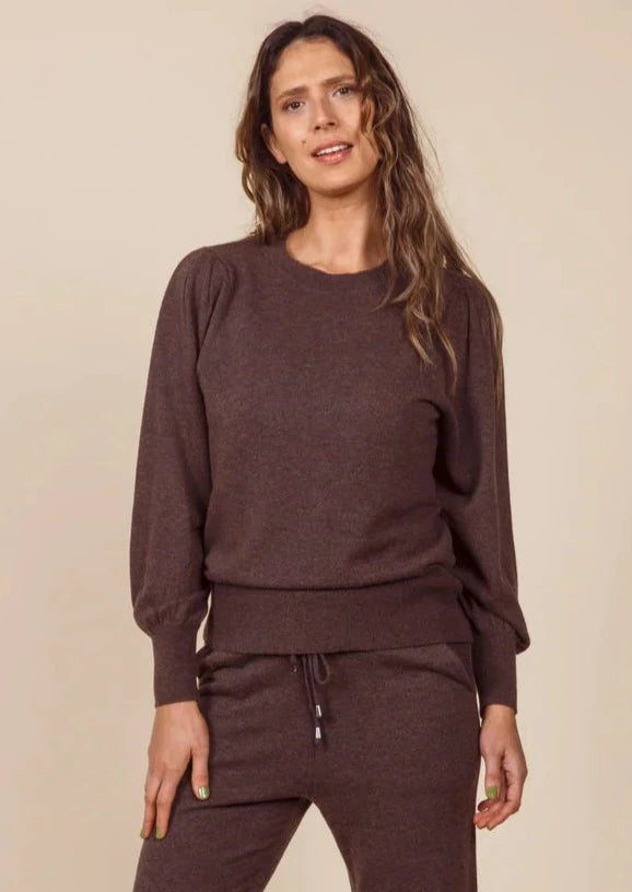 dalston carrie sweater, merino, fine, brown coffee