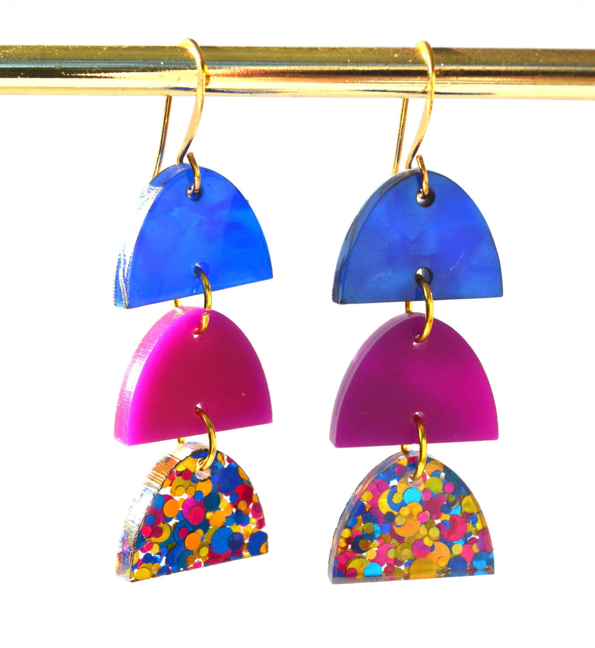 Hagen & Co Three's A Charm Earrings - Electric Blue