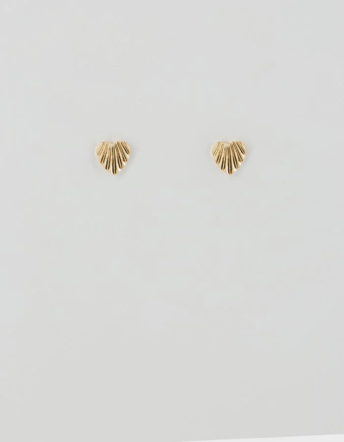Stella and Gemma Etched Heart Stud - Gold
