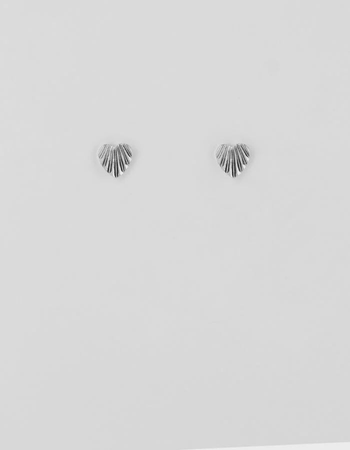 Stella and Gemma Etched Heart Stud - Silver