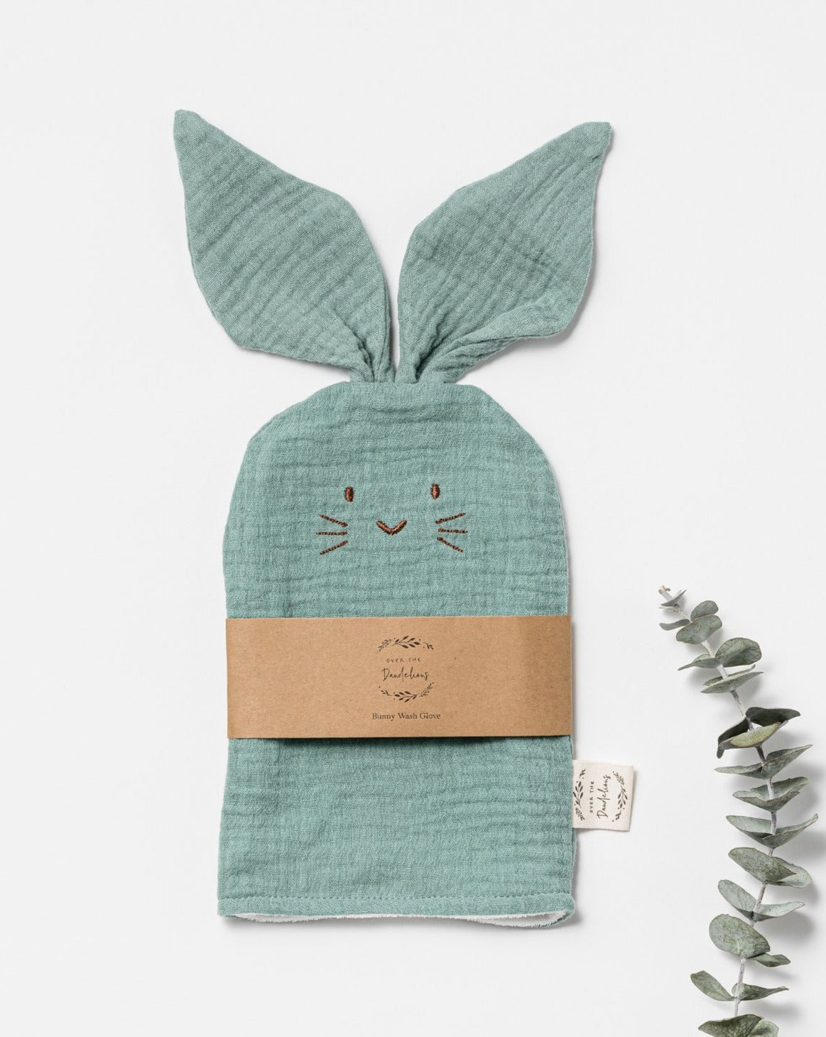 Over The Dandelions Bunny Wash Glove - Sage