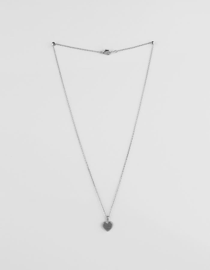 Stella and Gemma Etched Heart Necklace - Silver