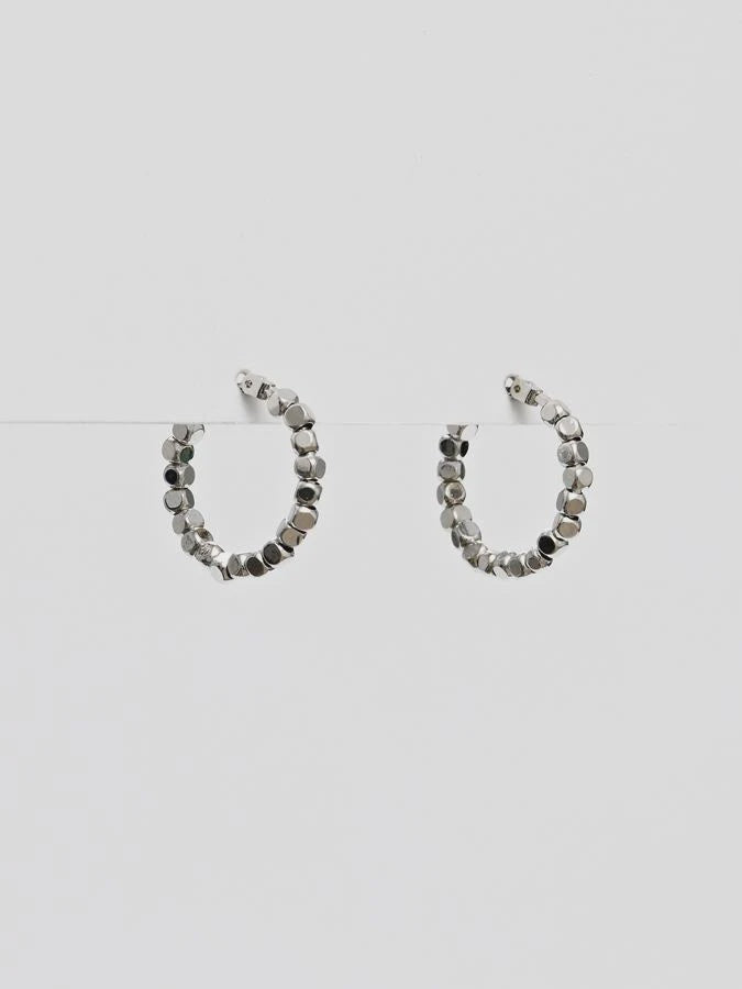 Stella and Gemma Nugget Hoop - Silver